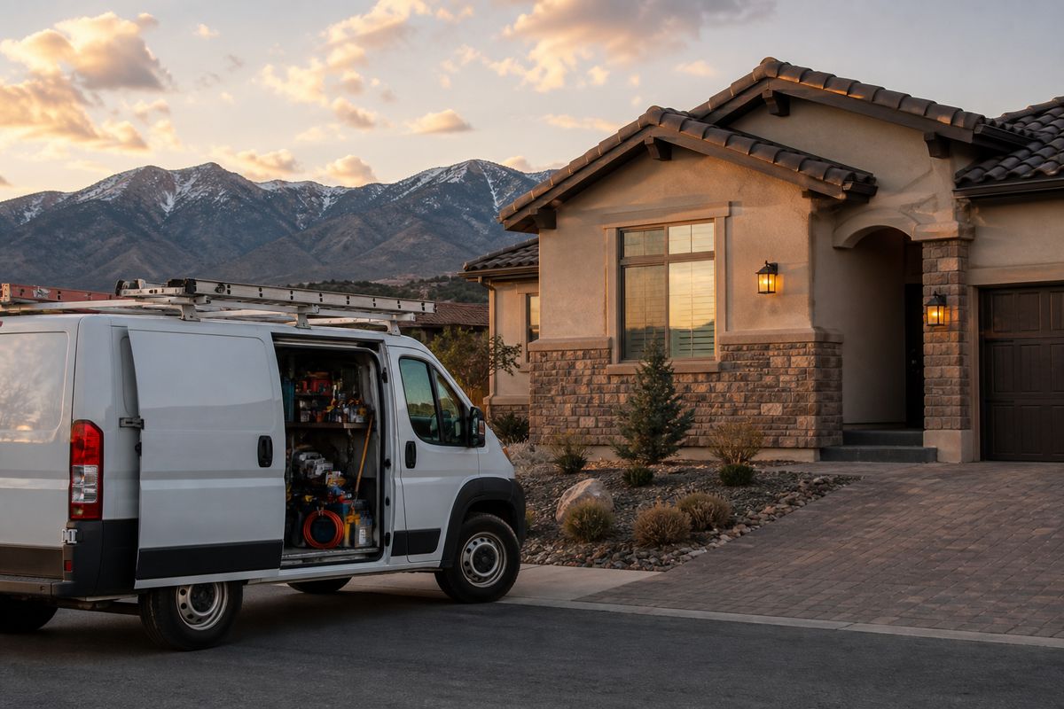 High-desert home and service van