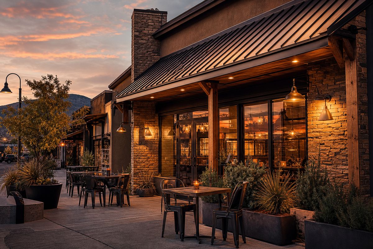 Northern Nevada restaurant patio at dusk